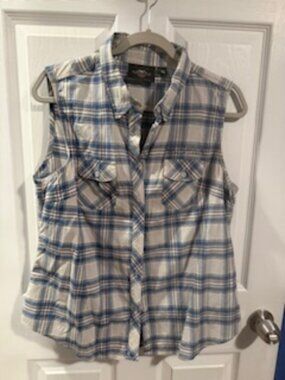 Womens Harley Davidson Sleeveless 1903 Button Down Shirt w/bonus tank top, L